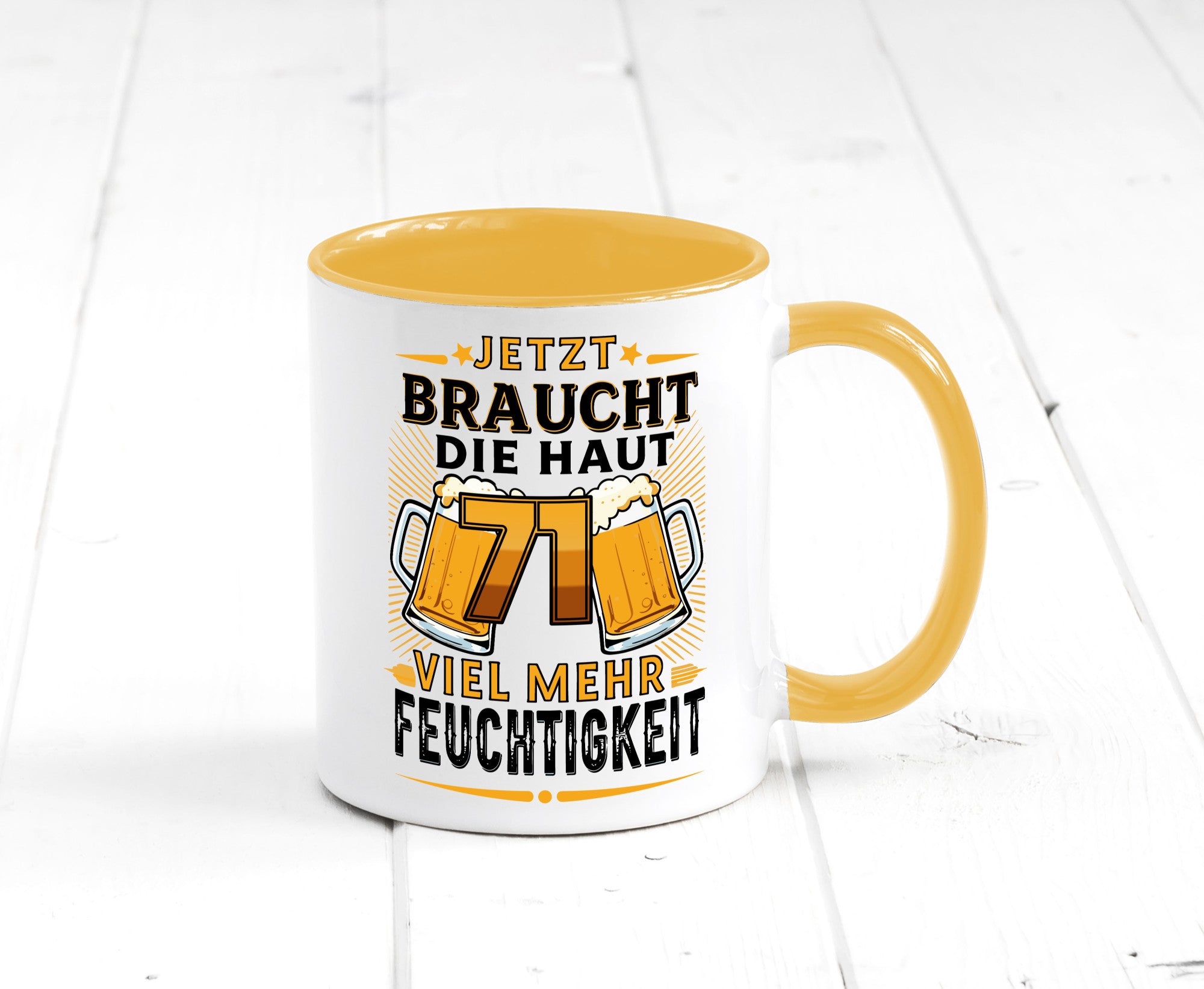 71 braucht die haut mehr Feuchtigkeit | 71. Geburtstag Geschenkidee Humor Tasse