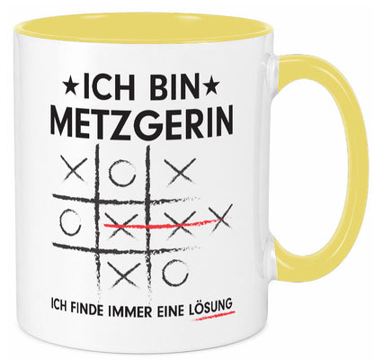 Löse Probleme: Metzgerin | Fleischerin Humor Geschenkidee Tasse