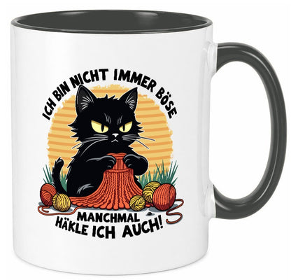Manchmal Häkle ich auch | Schwarze Katze Häkeln lustig Tierliebhaber Humor Tasse