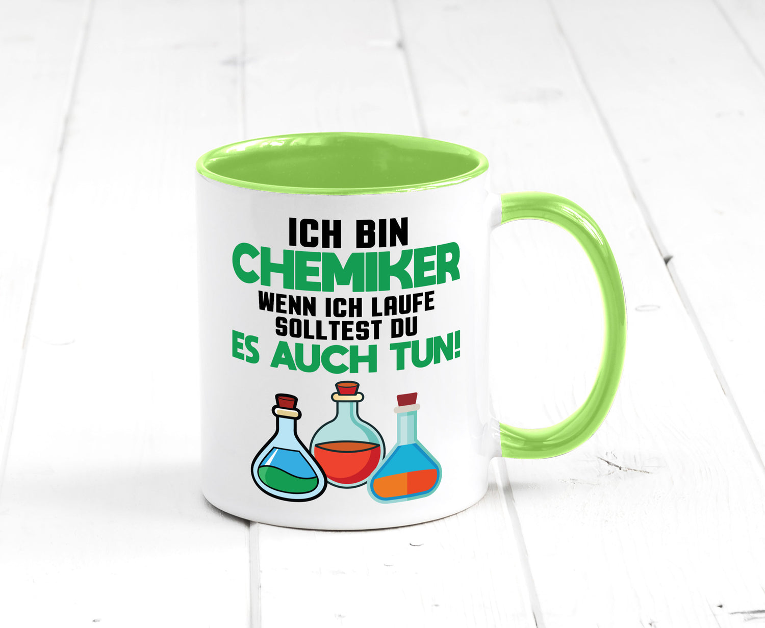 Ich bin chemiker wnen laufe solltest du es auch tun Humor Geschenkidee Tasse