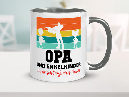 Opa und Enkelkinder ein unschlagbares Team Geschenkidee Familie Humor Tasse