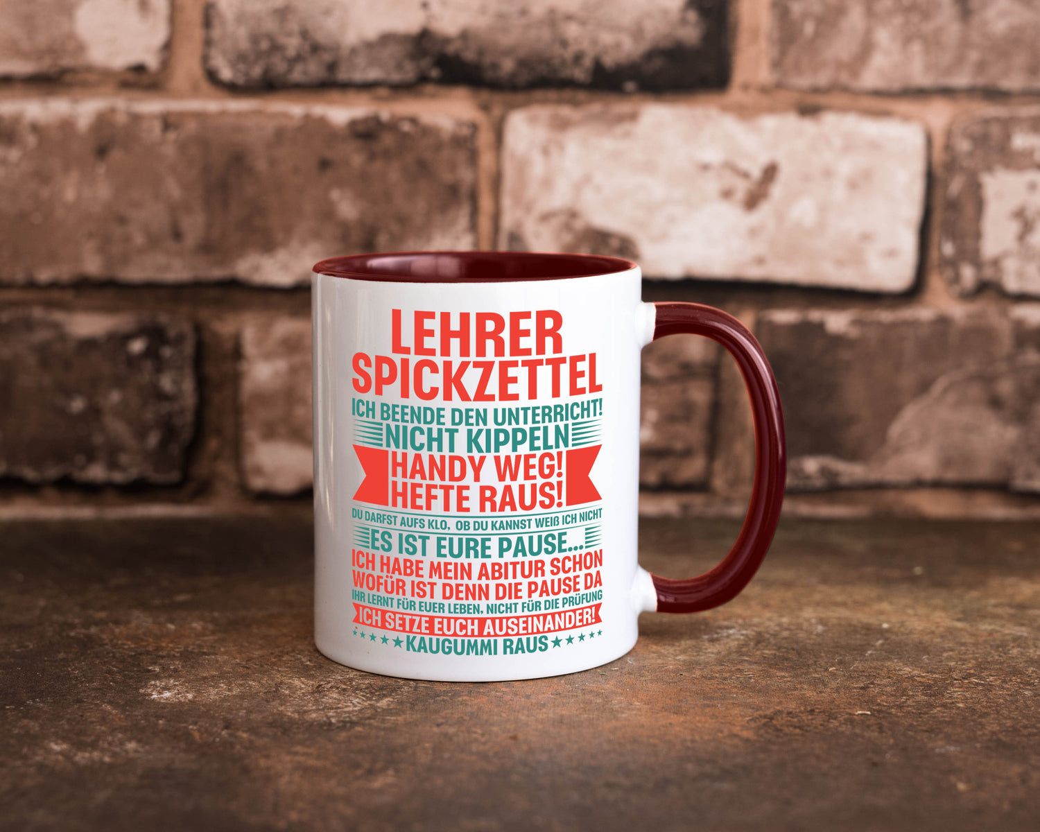 Lehrer Spickzettel | Beruf Tasse lustiger Spruch vl4 lustig Arbeit Kollegen