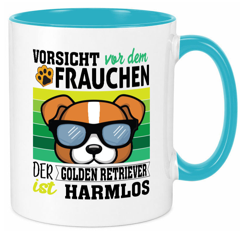 Vorsicht vor dem Frauchen Golden Retriever ist Harmlos lustiger Spruch Geschenk