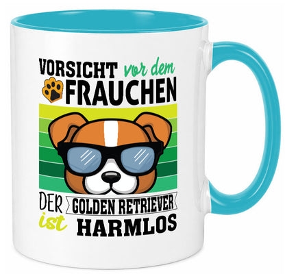 Vorsicht vor dem Frauchen Golden Retriever ist Harmlos lustiger Spruch Geschenk