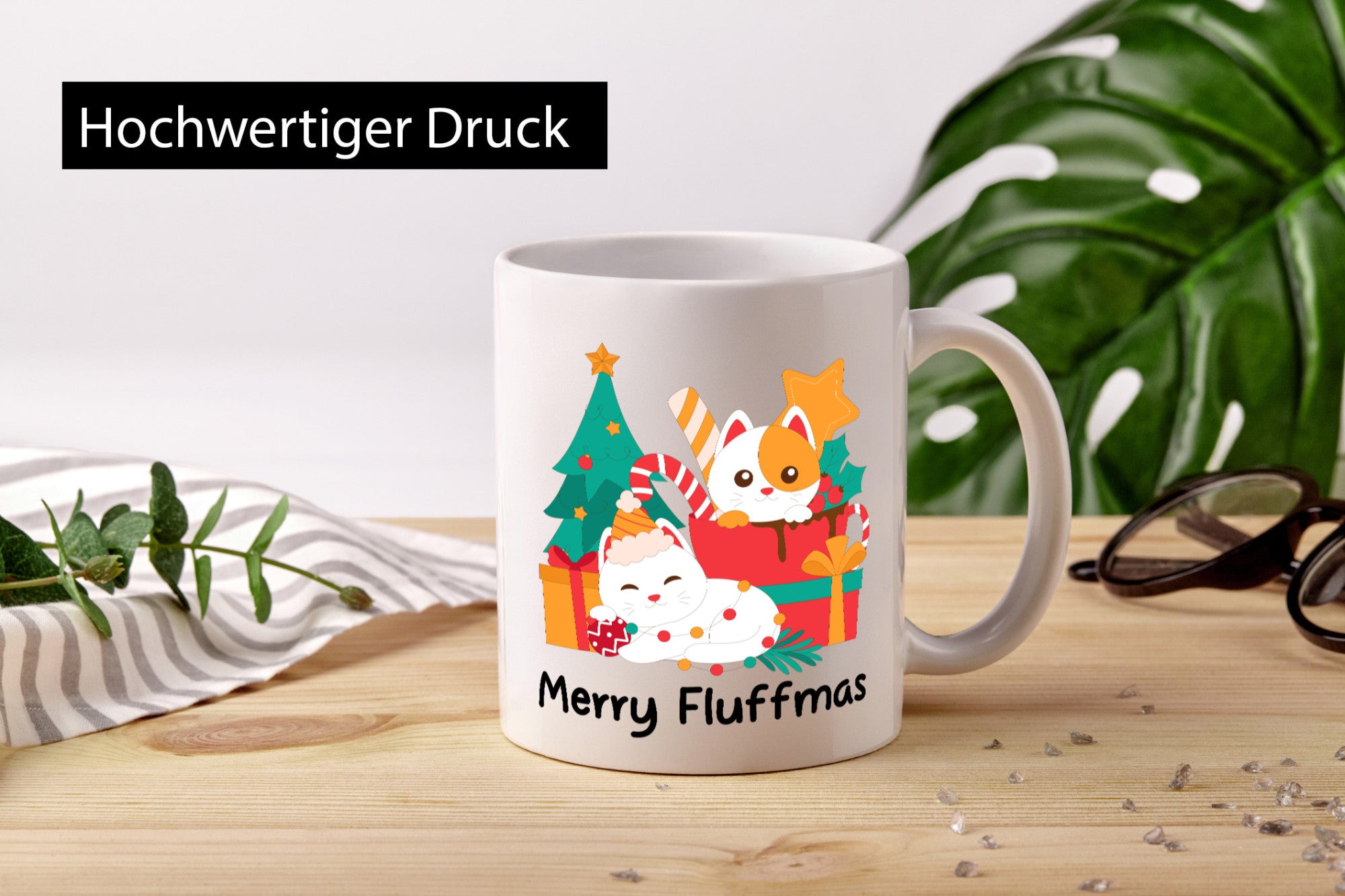 Merry Fluffmas | Weihnachten Katzen Weihnachtskatzen lustiger Spruch Geschenk