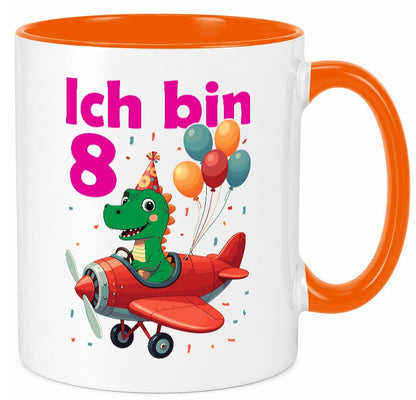 8. Geburtstag | 8 Jahre Drache Flugzeug Geschenk Geschenkidee lustiger Spruch Tasse