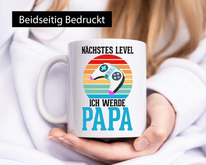 Nächstes Level ich werde Papa | Ankündigung Gamer Geschenkidee Humor Tasse