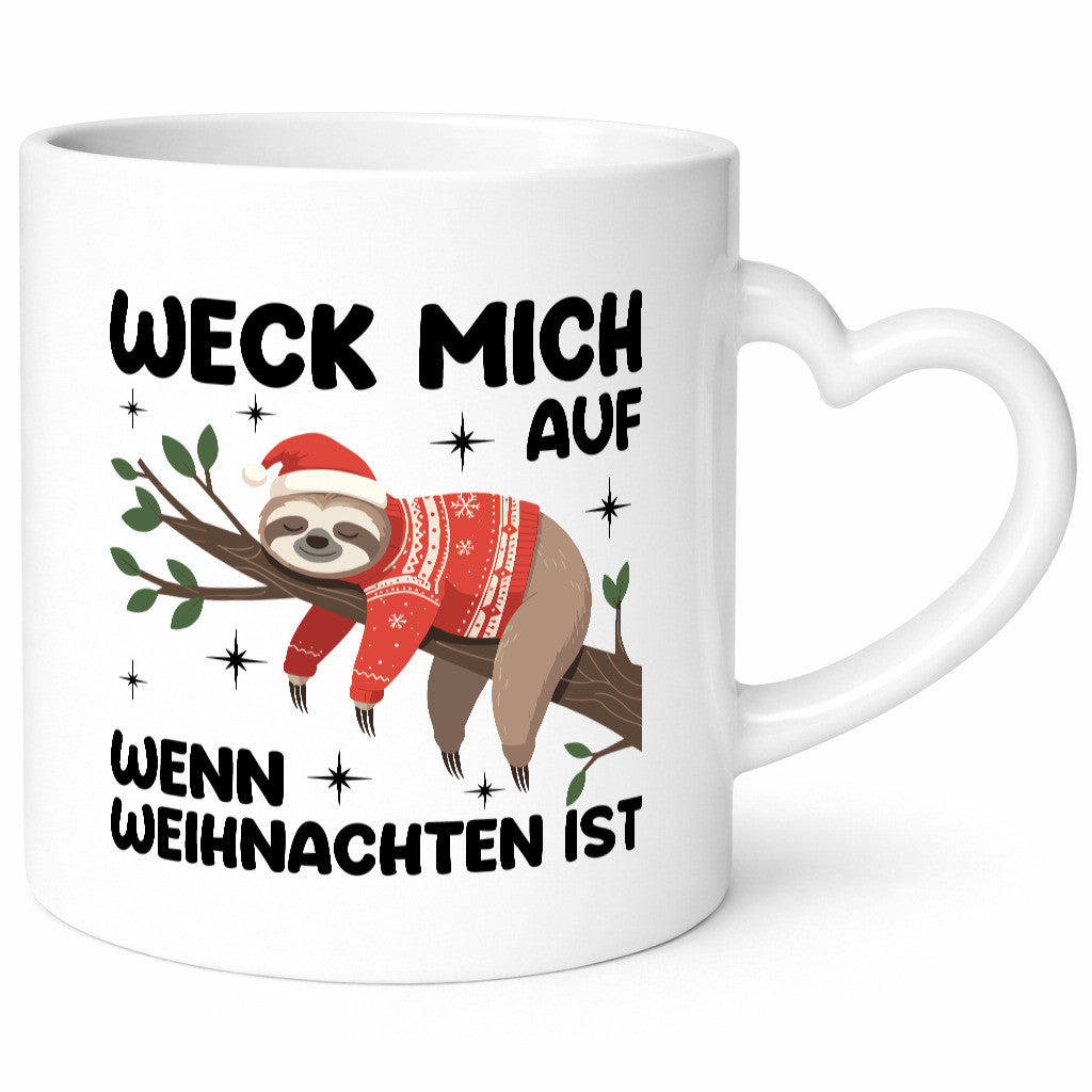 Weck mich auf wenn Weihnachten ist | v2 Humor Geschenkidee Tasse