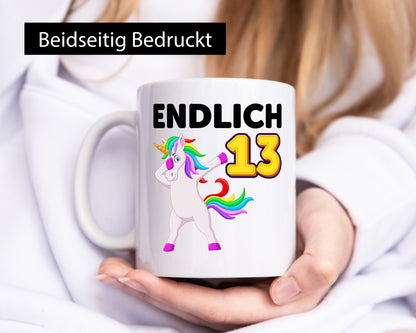 13. Geburtstag | endlich 13 Jahre Einhorn Mädchen Geschenkidee Humor Tasse