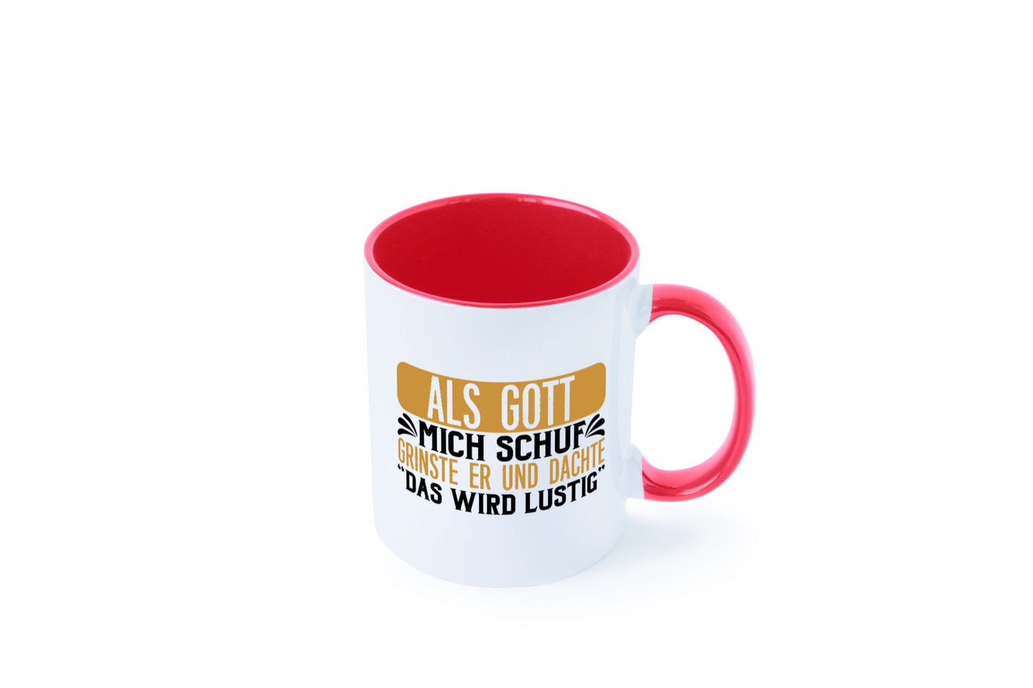 Als Gott mich Schuf Grinste er lustiger Spruch Geschenk Humor Geschenkidee Tasse