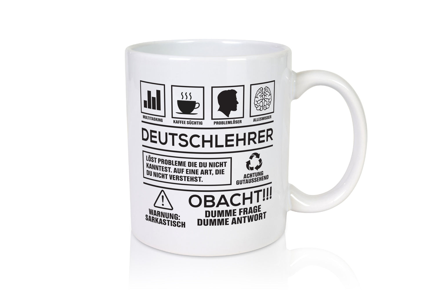 Achtung Probleme Deutschlehrer | Lehrer Schule Humor Geschenkidee Tasse