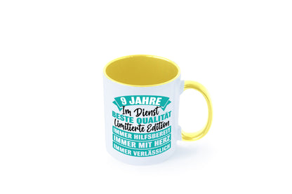 9 Jahre im Dienst | Jubiläum Arbeit Humor Kollegen Büro Geschenkidee Tasse