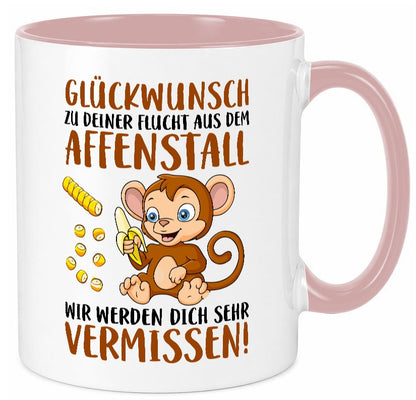 Glückwunsch zur Flucht | Affenstall Arbeitskollegen Geschenk Arbeit Kollegen Tasse