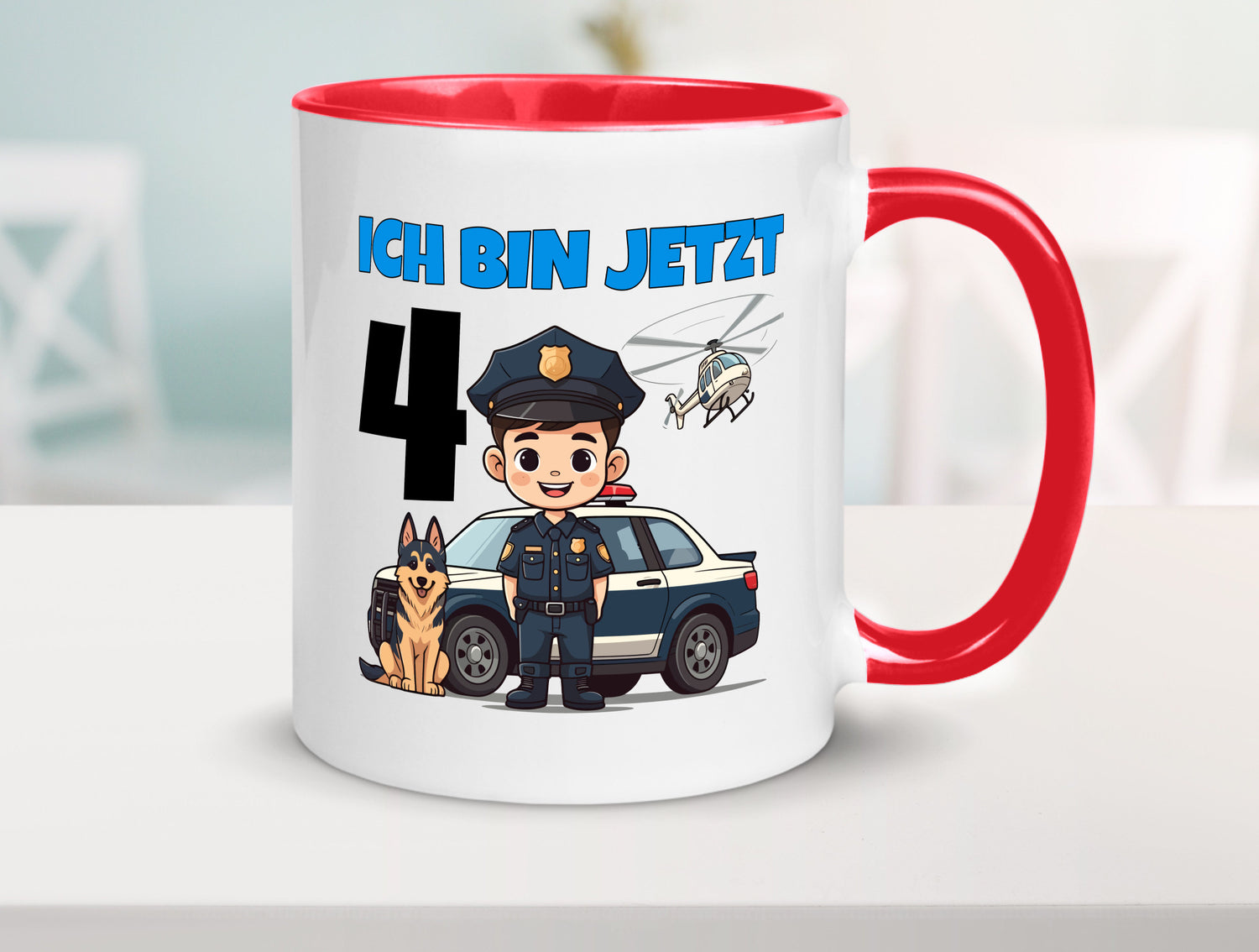4. Geburtstag | 4 Jahre Polizei Kind Polizeiauto Humor Geschenkidee Tasse