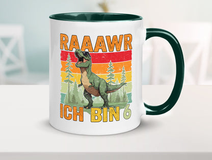 6. Geburtstag | 6 Jahre rarrrr ich bin Dinosaurier Humor Geschenkidee Tasse