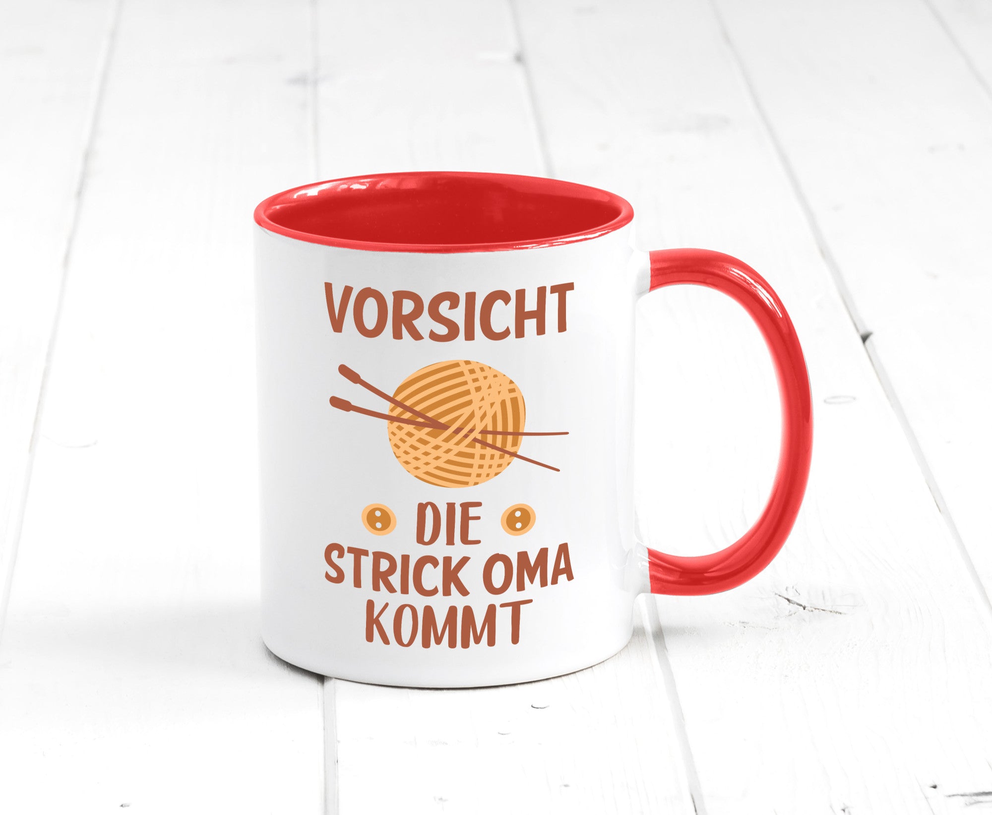 Vorsicht, Strickoma kommt | Wolle Stricknadeln Humor Familie Geschenkidee Tasse