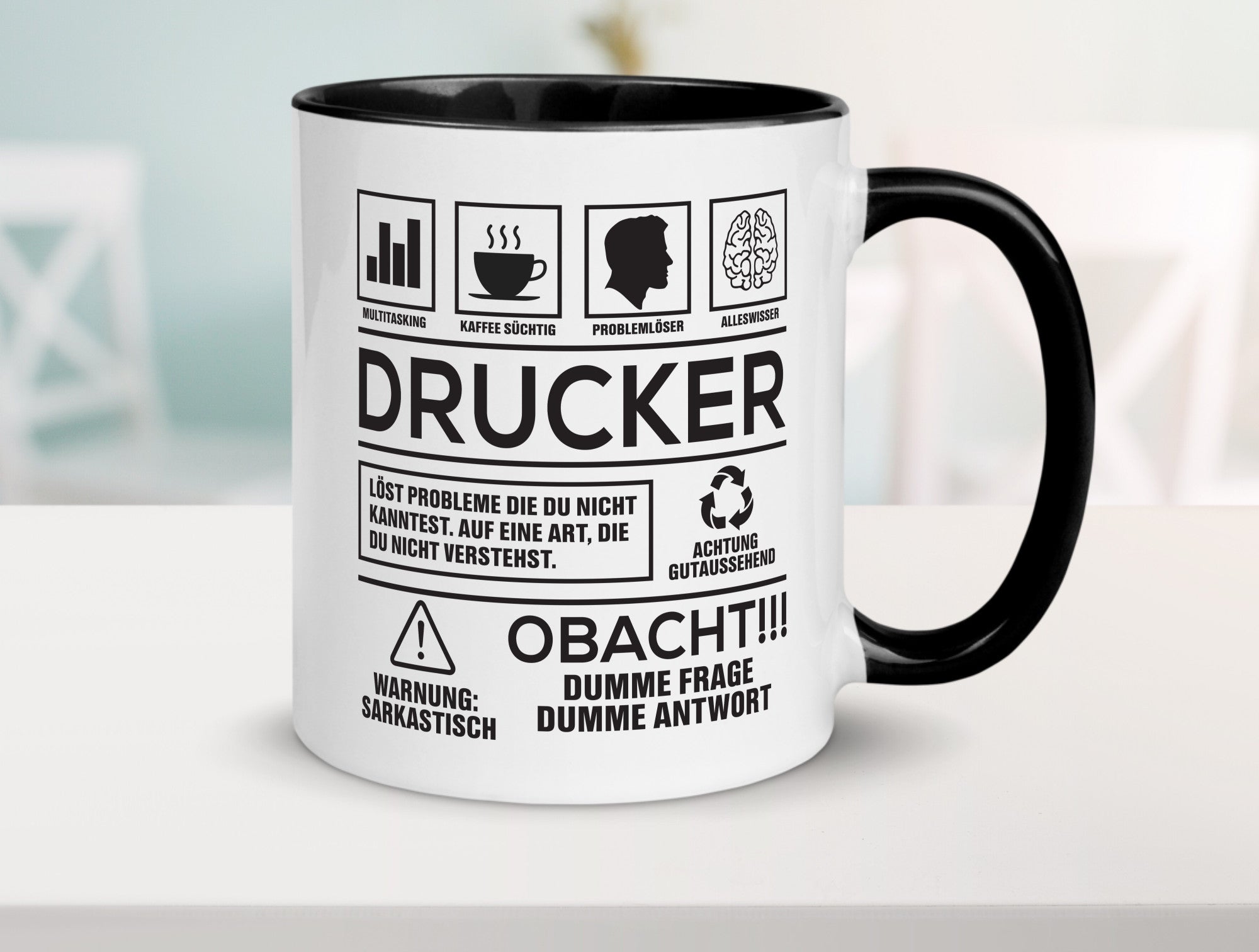 Achtung Probleme Drucker | Druckerei Print Medien Humor Geschenkidee Tasse