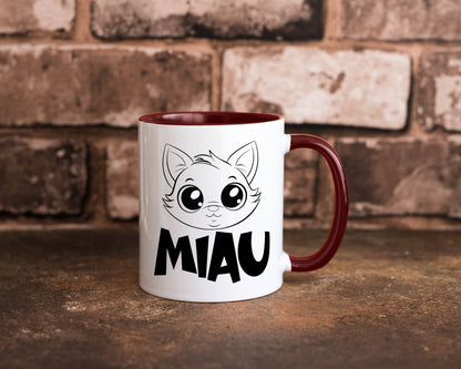 Miau | Katze Geschenkidee Tierliebhaber Humor Tasse