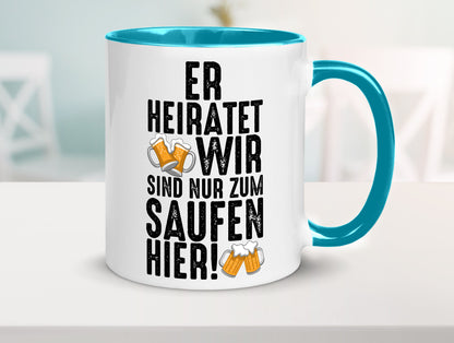 JGA | Er heiratet Junggesellenabschied Polterabend v2 lustiger Spruch Geschenk