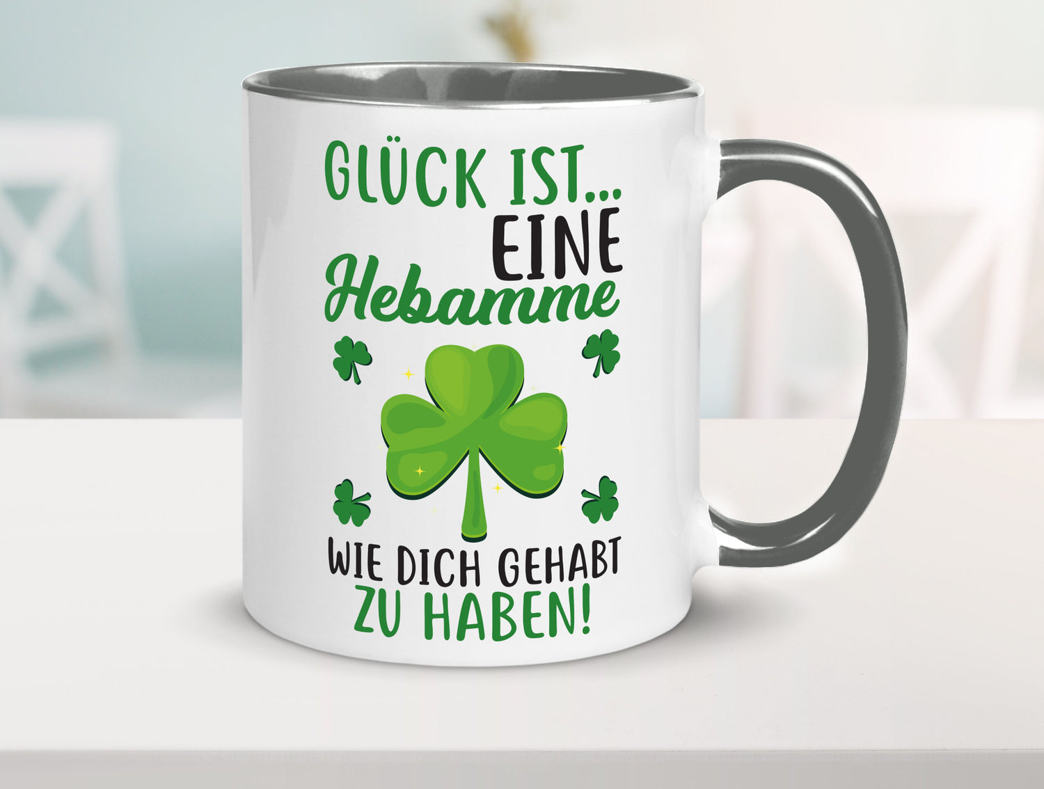 Hebamme Dankeschön | Dankes Tasse Kleeblätter Glück Humor Geschenkidee