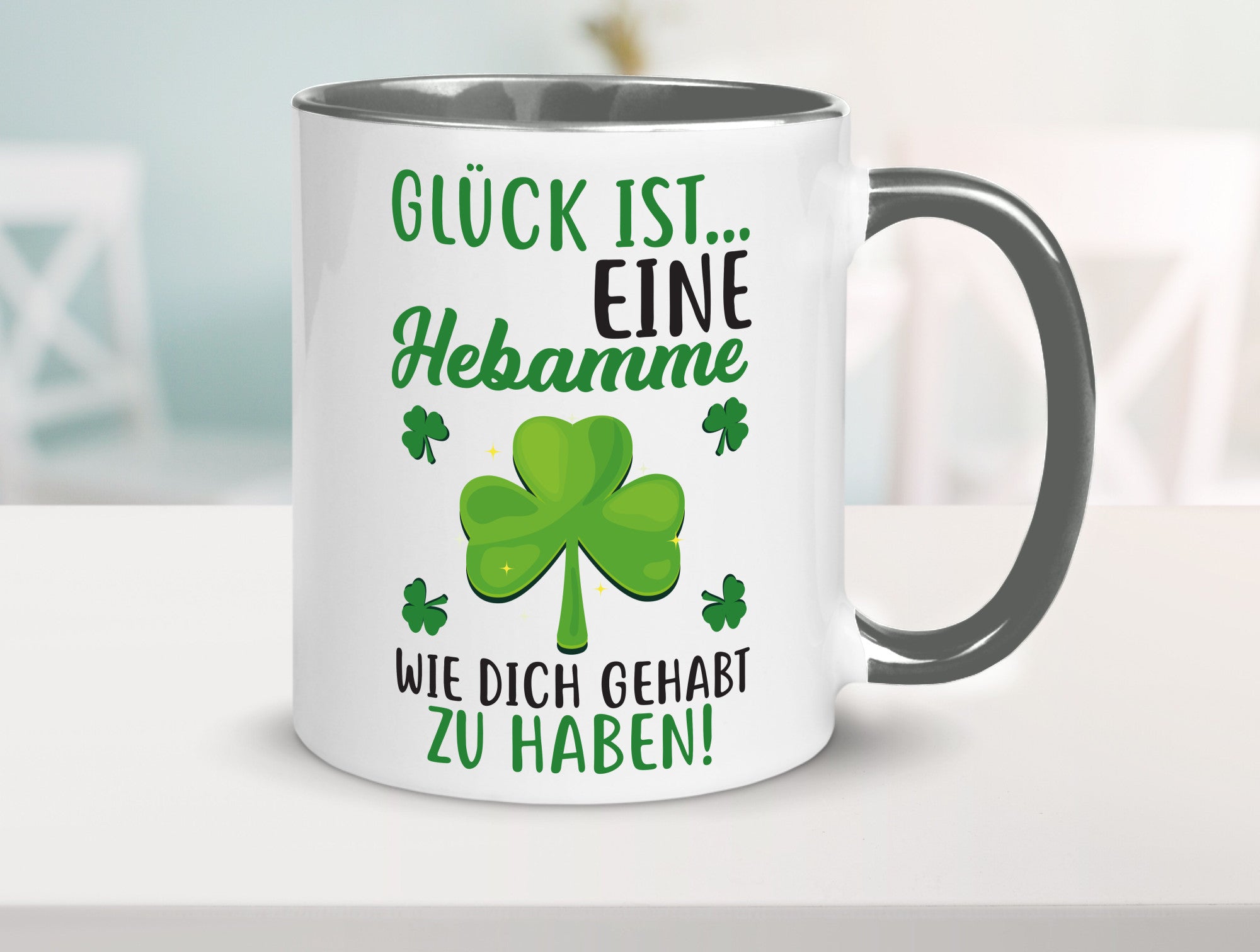 Hebamme Dankeschön | Dankes Tasse Kleeblätter Glück Humor Geschenkidee