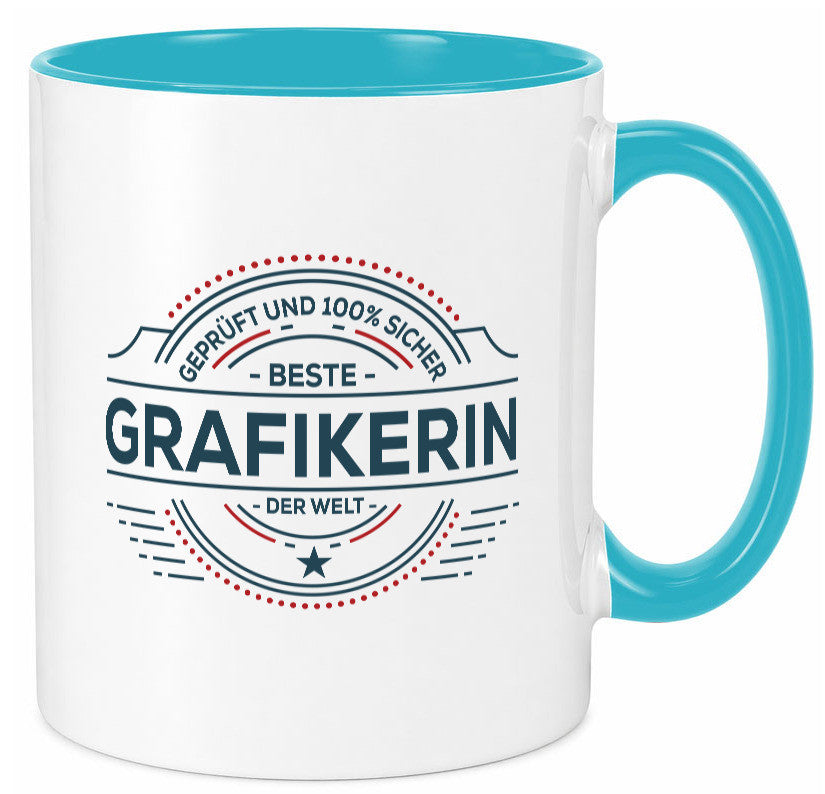 Geprüft und sicher: Grafikerin | Grafik Design Humor Geschenkidee Tasse