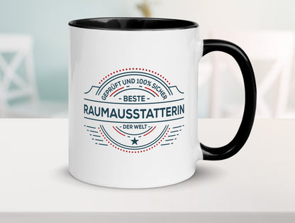 Geprüft und sicher: Raumausstatterin | Wohn Ausstatterin Humor Geschenkidee
