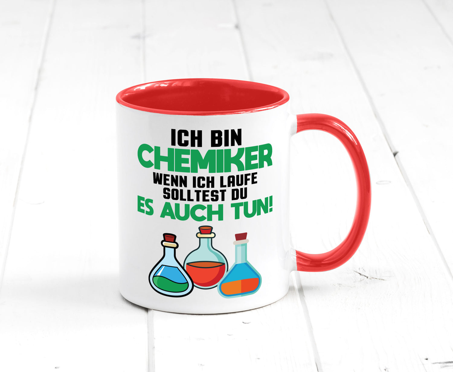 Ich bin chemiker wnen laufe solltest du es auch tun Humor Geschenkidee Tasse