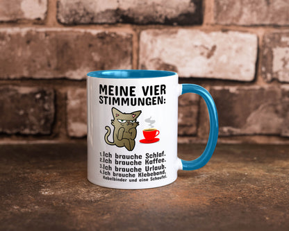 Vier Stimmungen | Morgenmuffel Tasse mürrische Katze Humor Tierliebhaber
