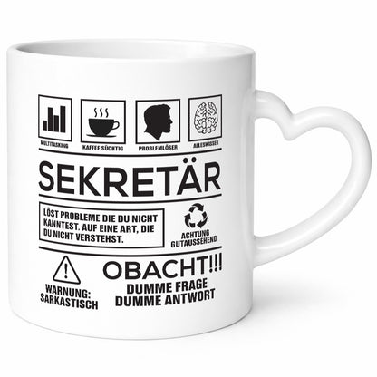Achtung Probleme Sekretär | Büro Geschenkidee Arbeit Kollegen Humor Tasse