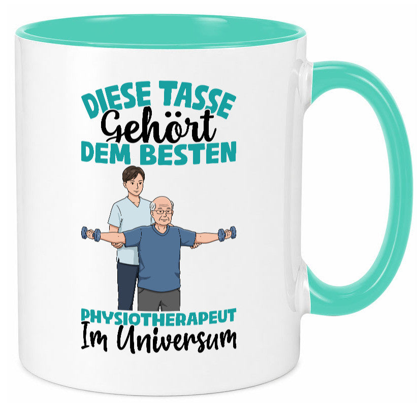 Im Universum: Physiotherapeut Geschenkidee Humor Tasse