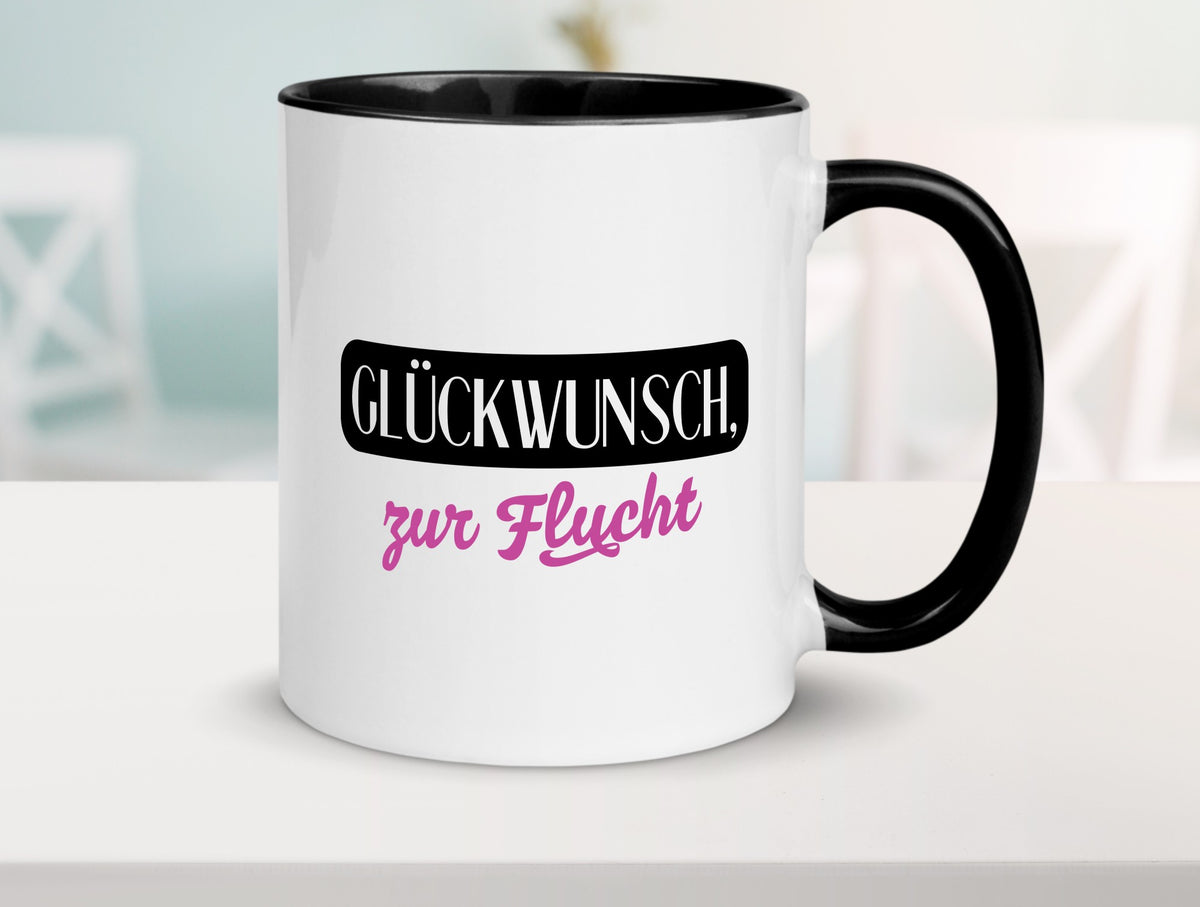 Glückwunsch zur Flucht | Kollegen Jobwechsel Abschied v2 Geschenk Arbeit Büro Tasse