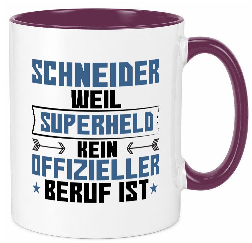 Superheld Schneider | Beruf Schneiderei Geschenkidee Arbeit Kollegen Büro Humor Tasse