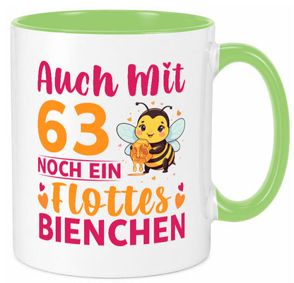 63. Geburtstag | Flottes Bienchen 63 Jahre lustiger Spruch Geschenk Tasse