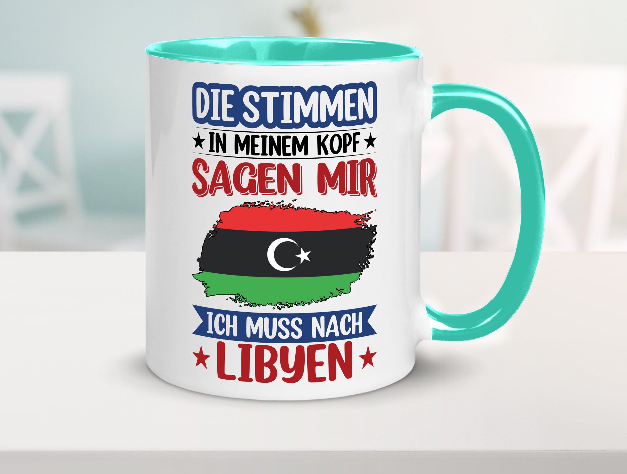 Libyen | Urlaub Stimmen in meinem Kopf Traumland Geschenkidee Humor Tasse