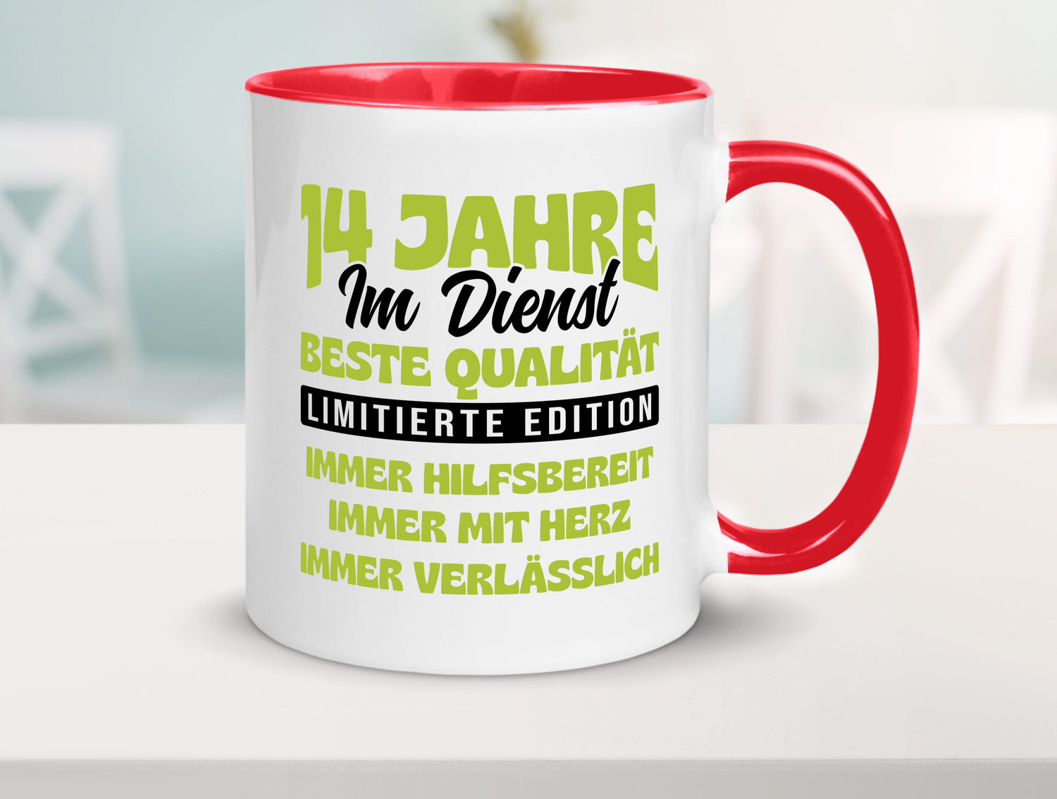 14 Jahre im Dienst | Jubiläum Arbeit v4 Geschenkidee Kollegen Büro Humor Tasse