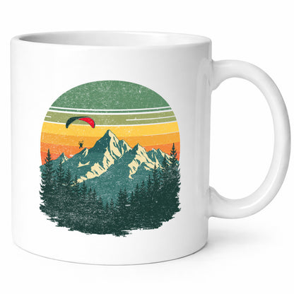 Retro Fleitschirmfliegen über die Berge v2 lustiger Spruch Geschenk Humor