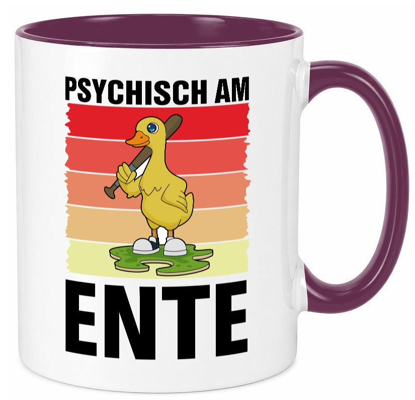 Psychisch am Ente | mit Baseball schläger Sunset v2 lustig Humor Geschenkidee Tasse