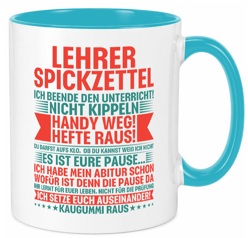 Lehrer Spickzettel | Beruf Tasse lustiger Spruch vl4 lustig Arbeit Kollegen