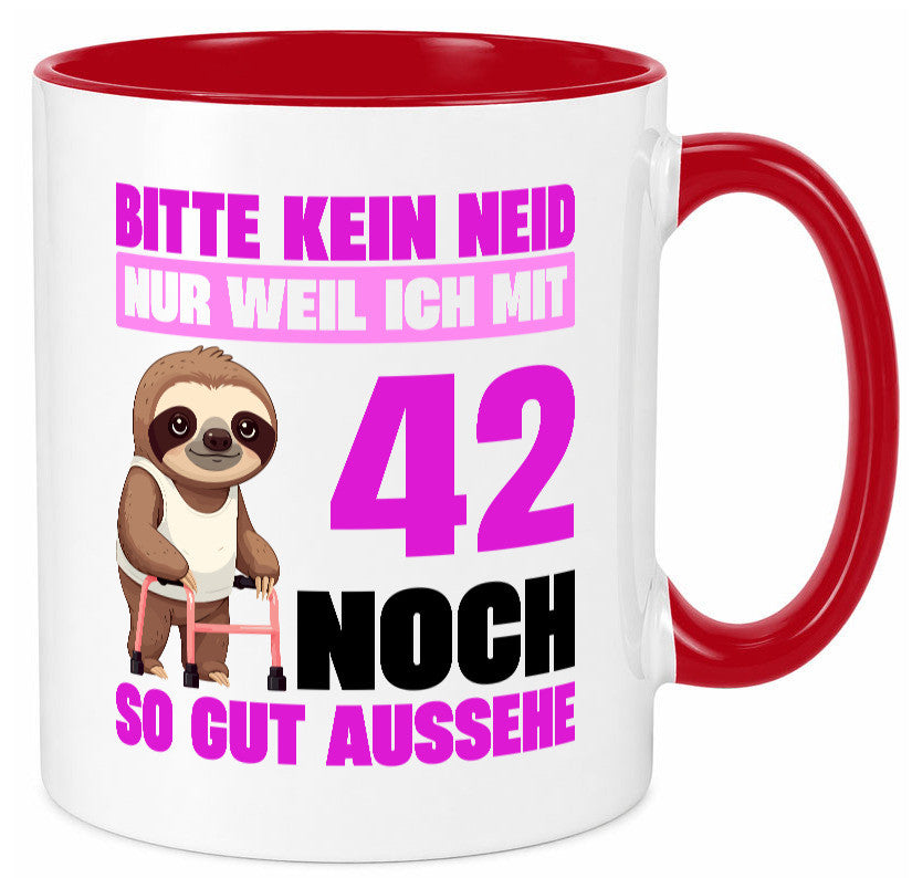 42. Geburtstag | Bitte kein neid Faultier 42 Jahre Geschenkidee Humor Tasse