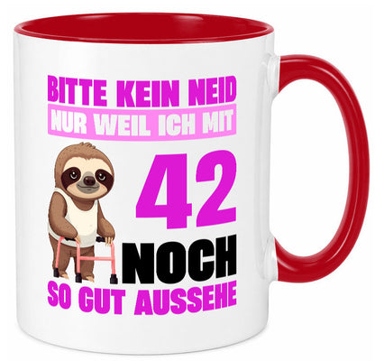 42. Geburtstag | Bitte kein neid Faultier 42 Jahre Geschenkidee Humor Tasse
