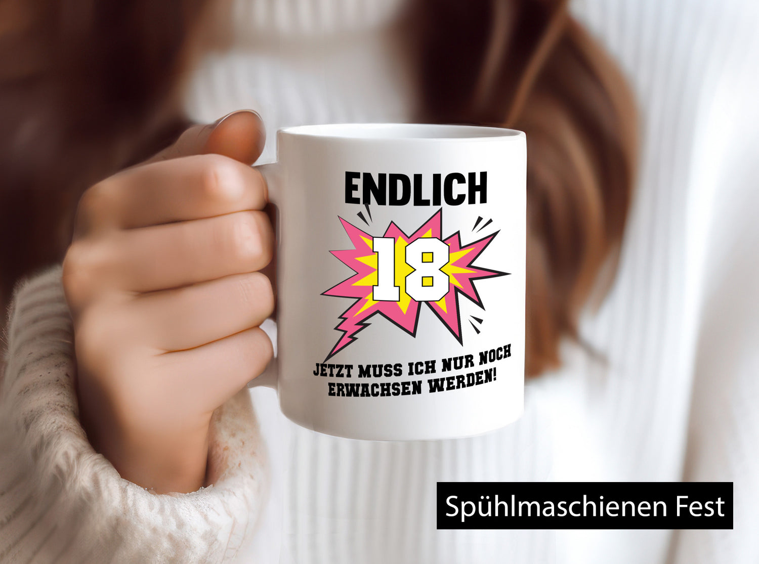 Endlich 18 | Erwachsen werden lustig Humor Geschenkidee Geschenk Tasse