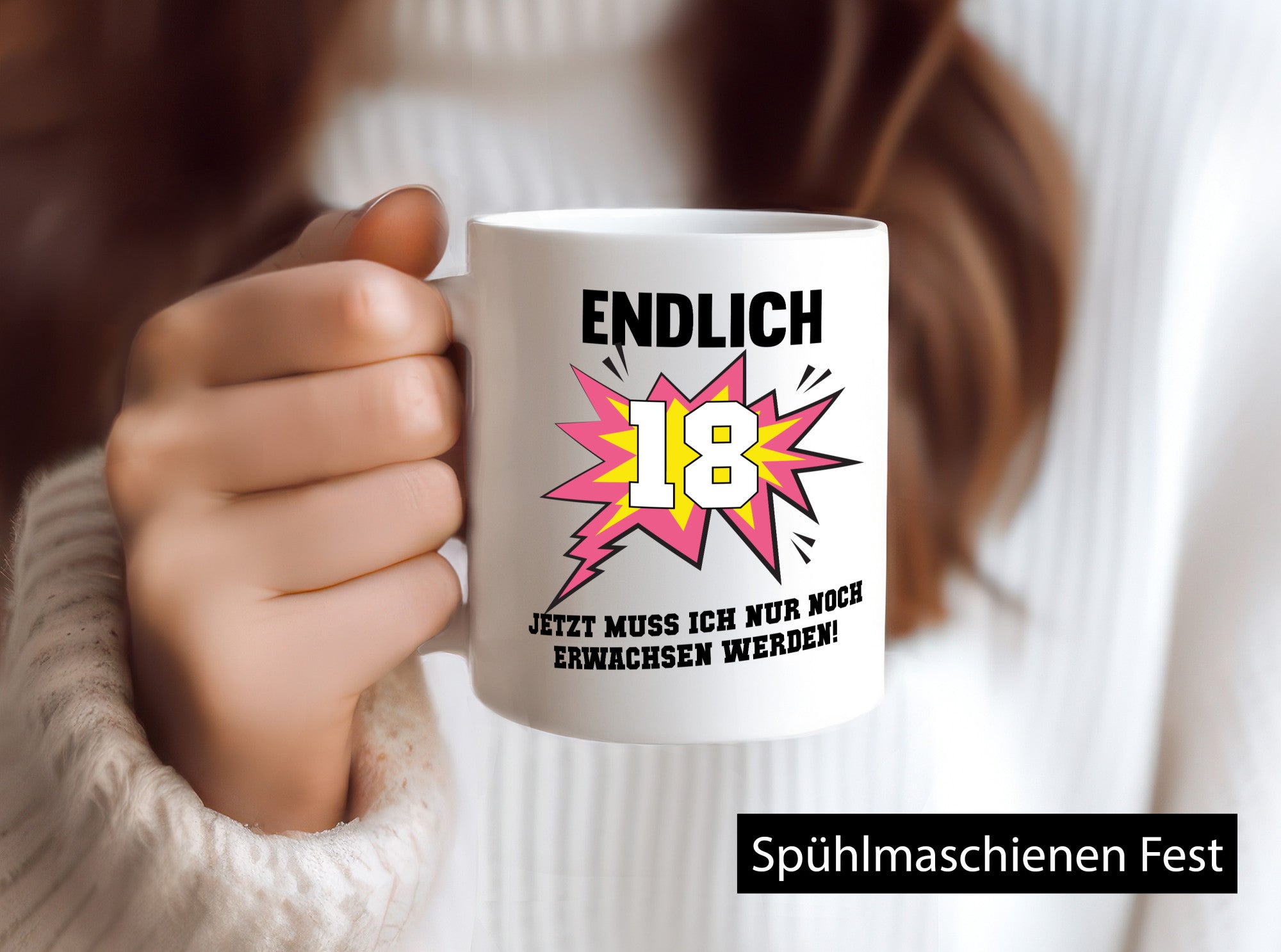 Endlich 18 | Erwachsen werden lustig Humor Geschenkidee Geschenk Tasse