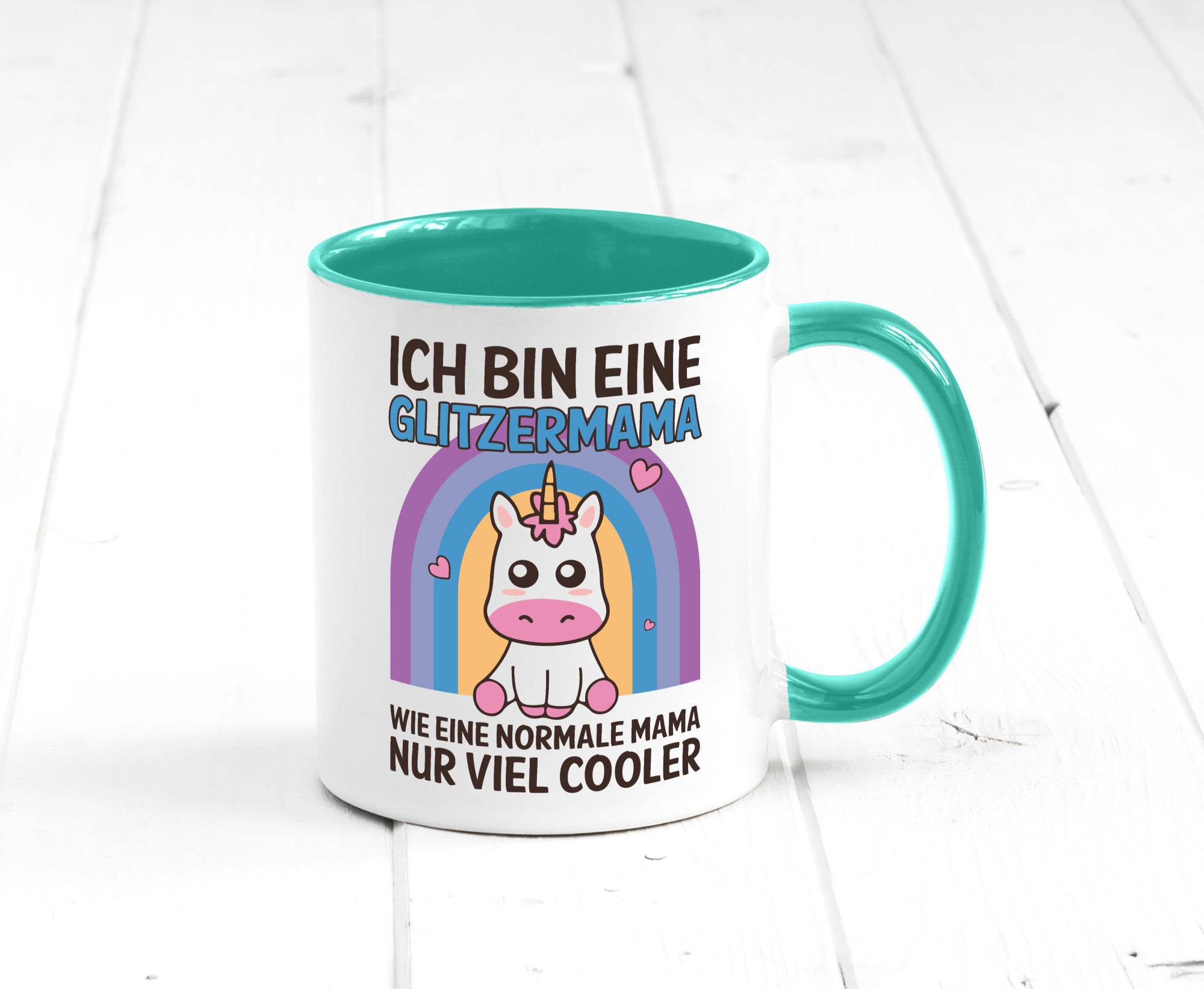 Glitzermama, wie normal, nur cooler | Einhorn Geschenkidee Familie Humor Tasse