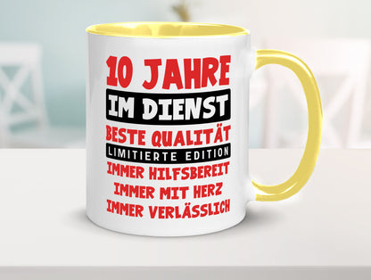 10 Jahre im Dienst | Jubiläum Arbeit v9 lustig Kollegen Büro Geschenk Tasse