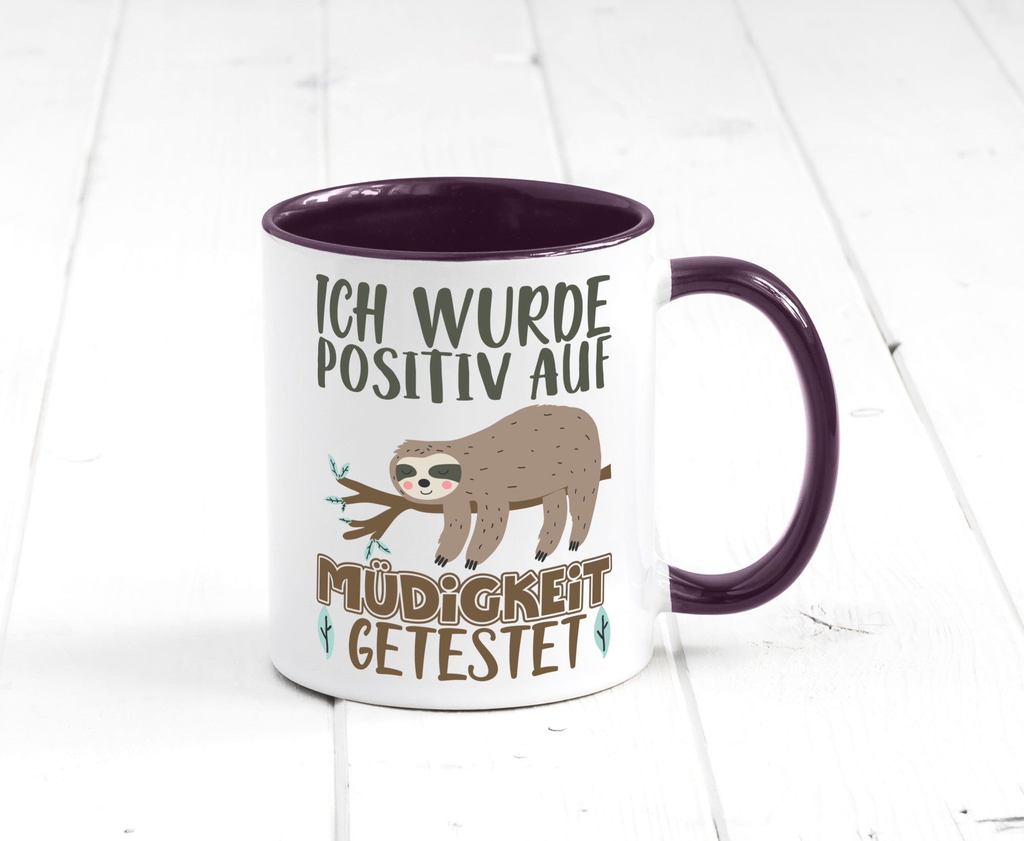 Positiv auf Müde getestet lustiger Spruch Geschenk Humor Geschenkidee Tasse