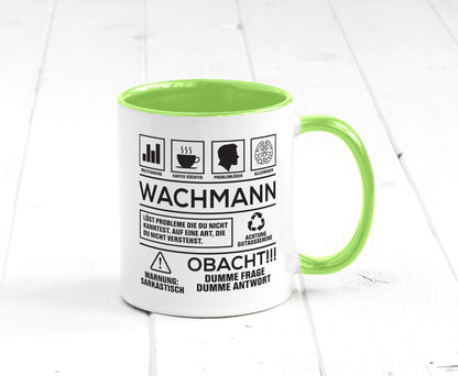 Achtung Probleme Wachmann | Wachpersonal Nachtwächter Geschenkidee Humor Tasse