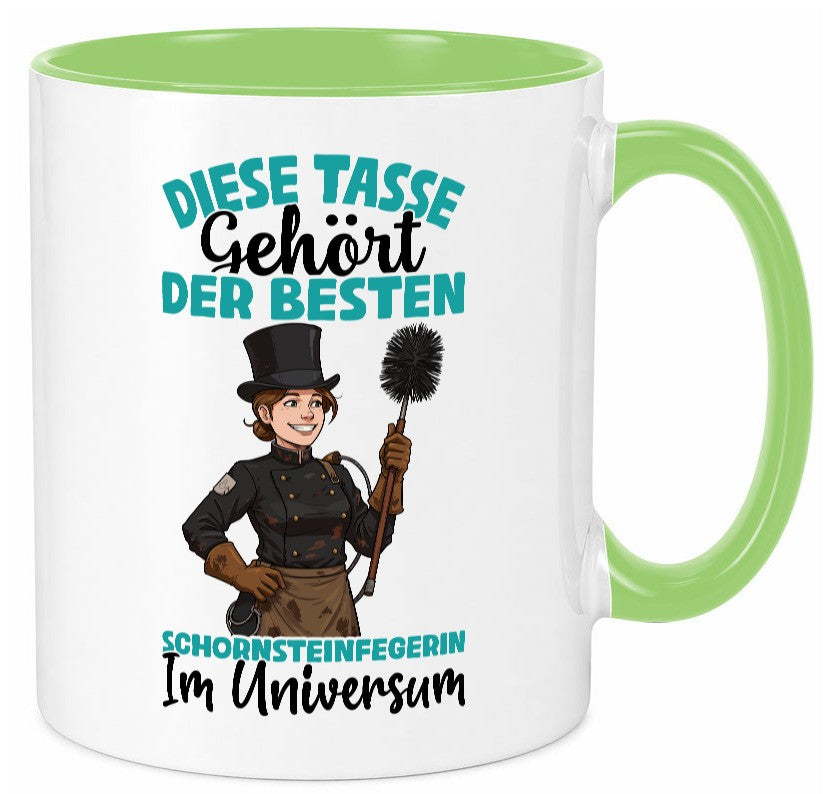 Im Universum: Schornsteinfegerin | Kaminkehrer lustiger Spruch Geschenk Humor Tasse