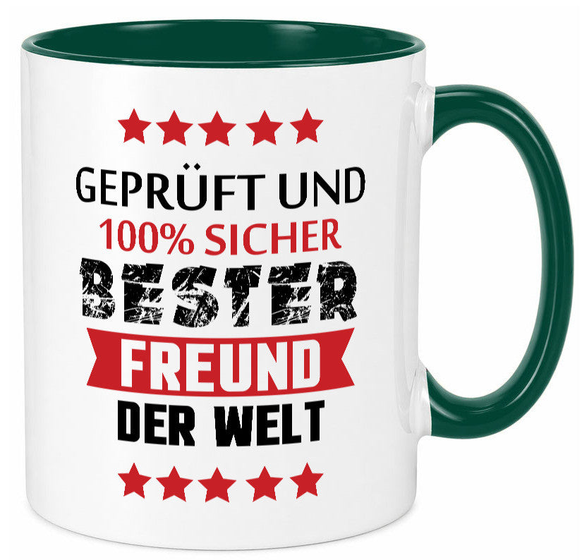 Geprüft &amp; Sicher bester Freund | Freundschaft lustiger Spruch Geschenk Humor Tasse