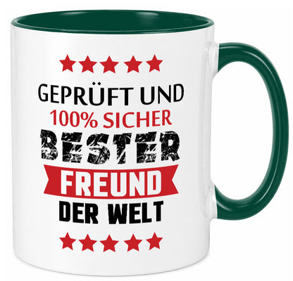 Geprüft &amp; Sicher bester Freund | Freundschaft lustiger Spruch Geschenk Humor Tasse